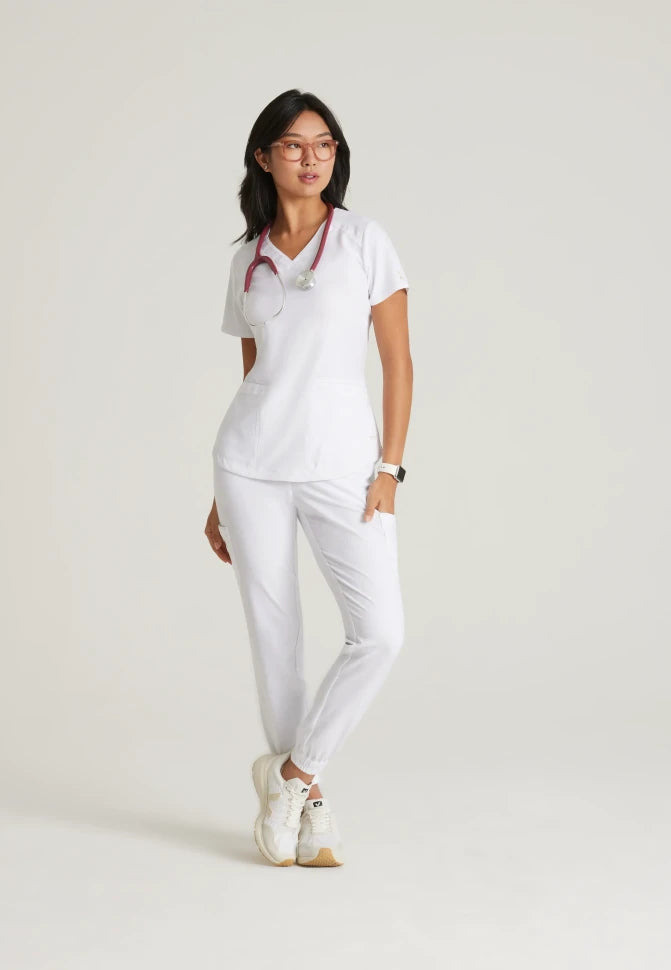 GREYS ANATOMY W1PKT BANDED V-NK TUCK-IN TOP