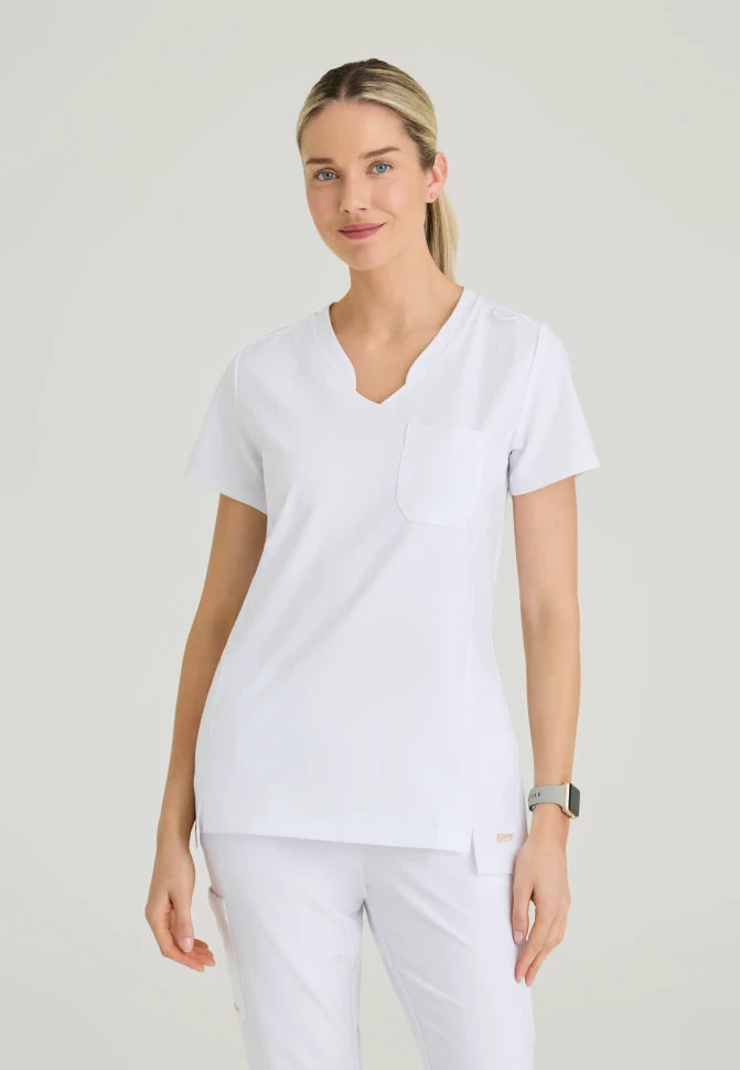 GREYS ANATOMY W1PKT BANDED V-NK TUCK-IN TOP