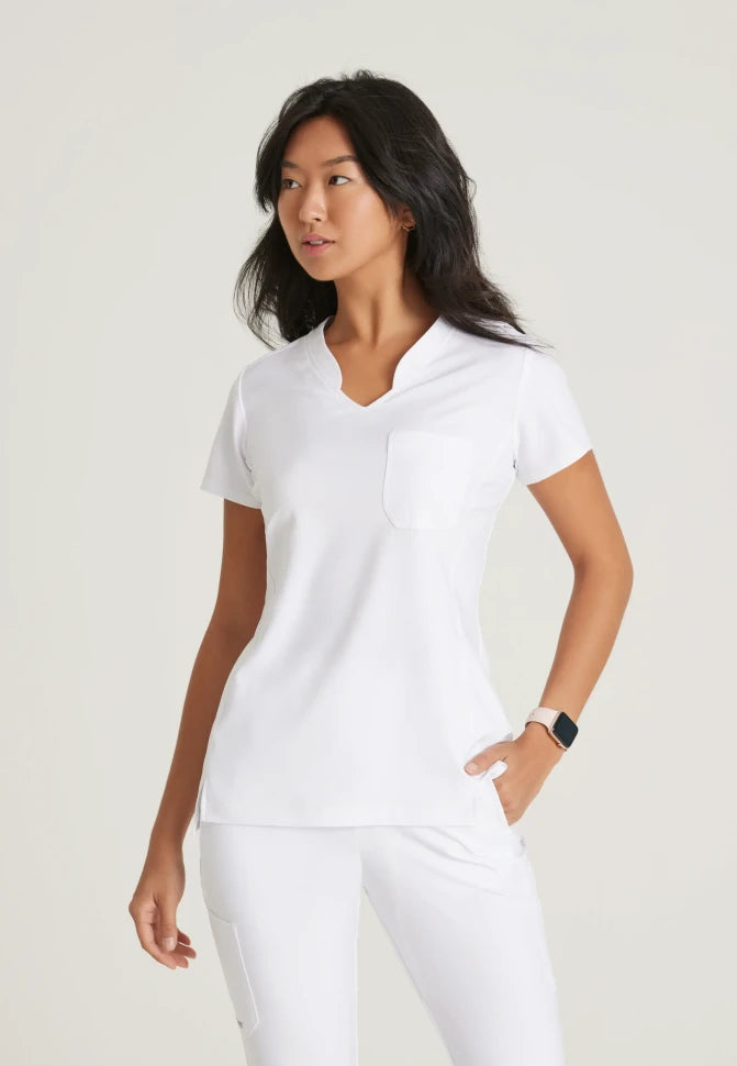 GREYS ANATOMY W1PKT BANDED V-NK TUCK-IN TOP