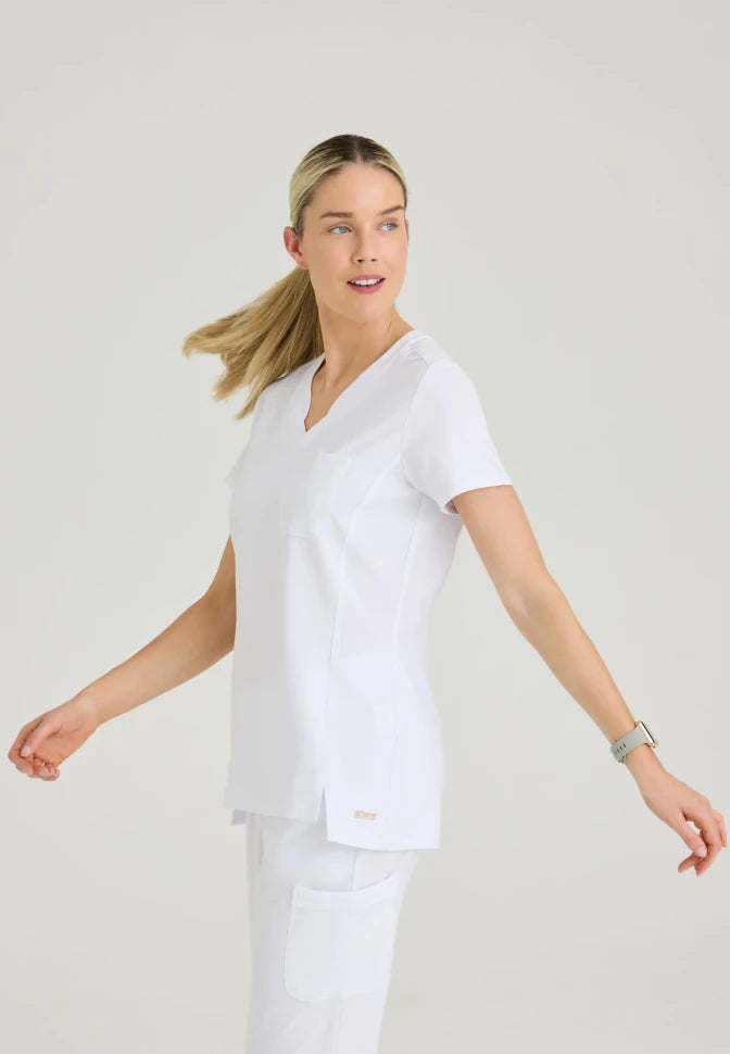GREYS ANATOMY W1PKT BANDED V-NK TUCK-IN TOP