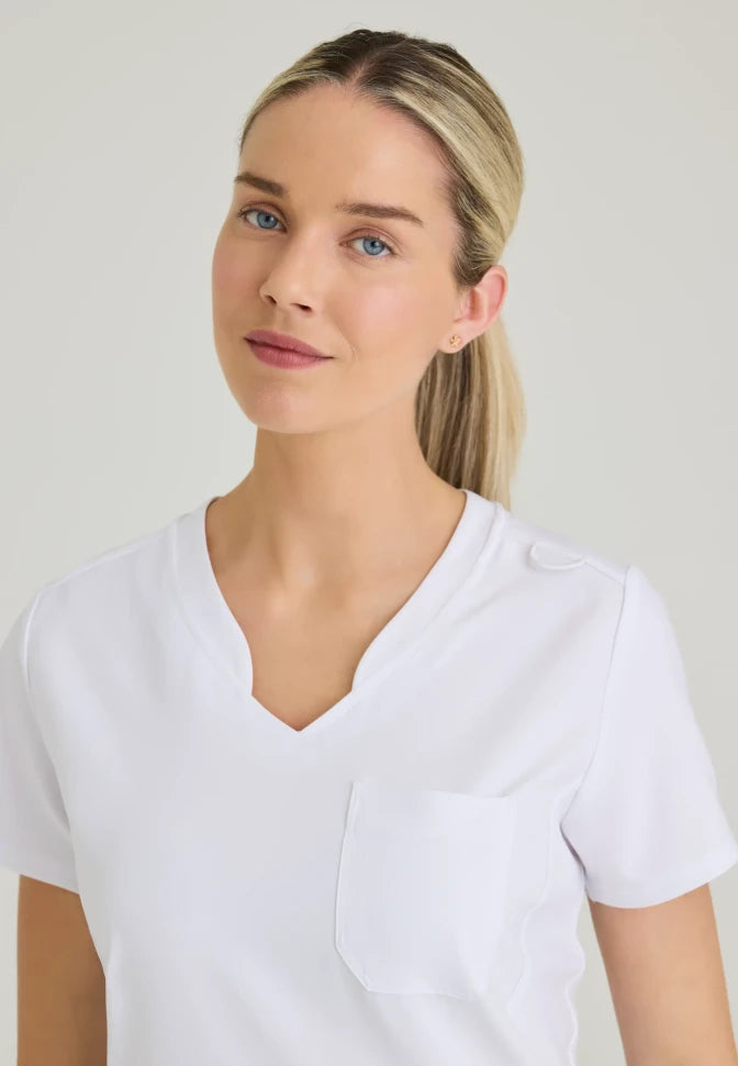 GREYS ANATOMY W1PKT BANDED V-NK TUCK-IN TOP