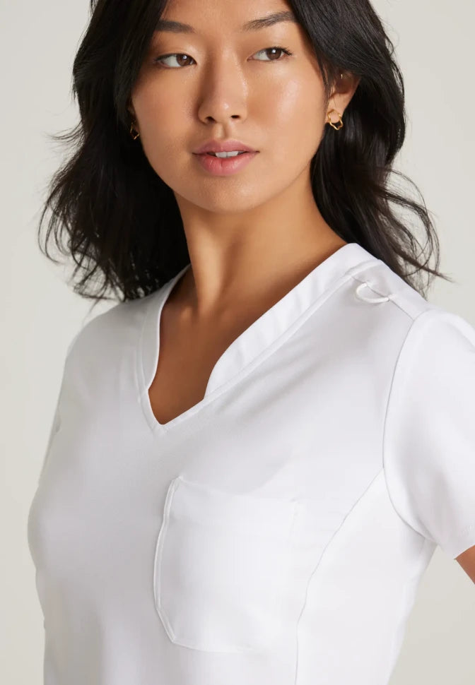 GREYS ANATOMY W1PKT BANDED V-NK TUCK-IN TOP