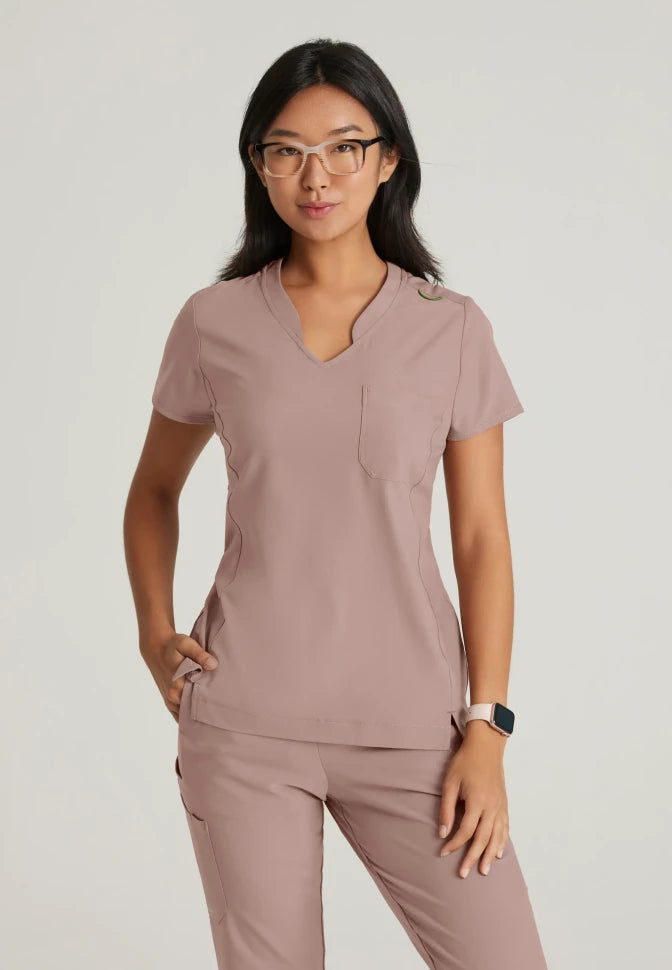 GREYS ANATOMY W1PKT BANDED V-NK TUCK-IN TOP