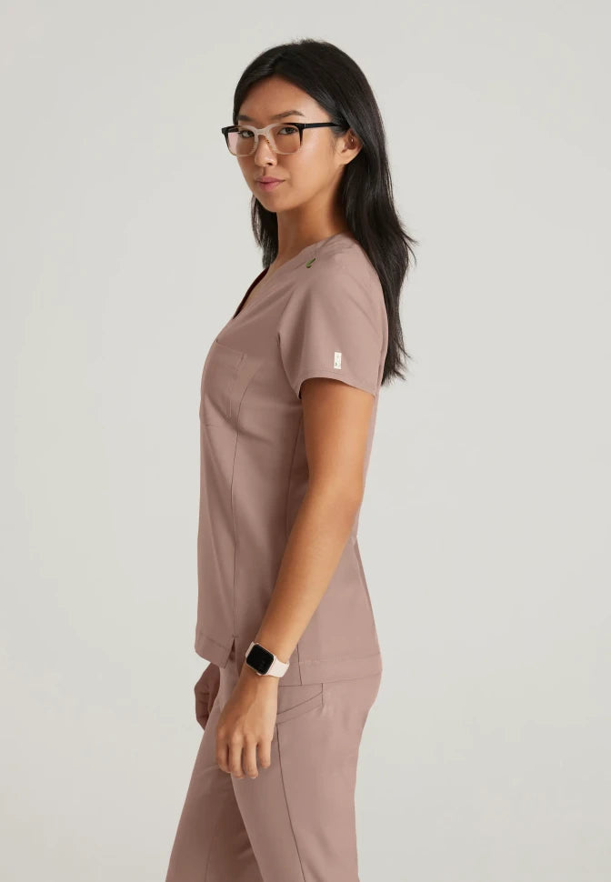 GREYS ANATOMY W1PKT BANDED V-NK TUCK-IN TOP