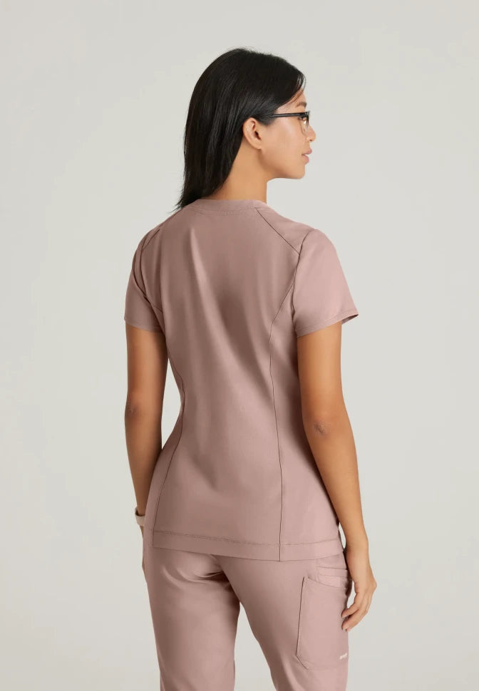 GREYS ANATOMY W1PKT BANDED V-NK TUCK-IN TOP