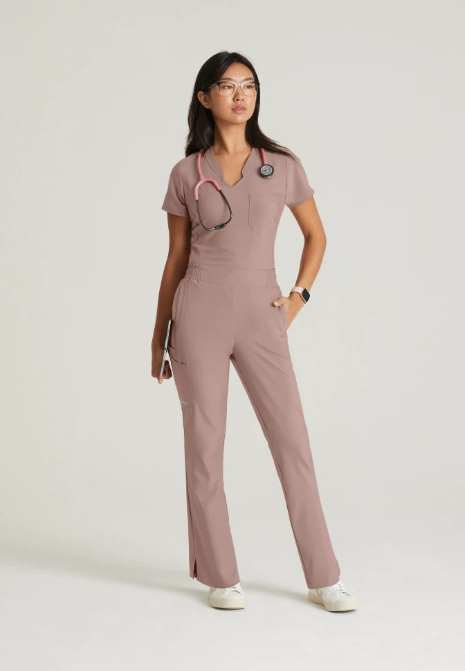 GREYS ANATOMY W1PKT BANDED V-NK TUCK-IN TOP